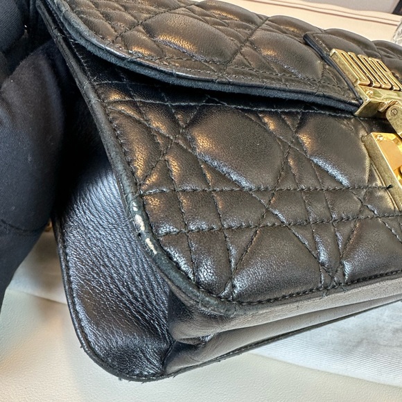 Authentic Christian Dior Black Leather Shoulder Bag With Gold hardware - Picture 7 of 16